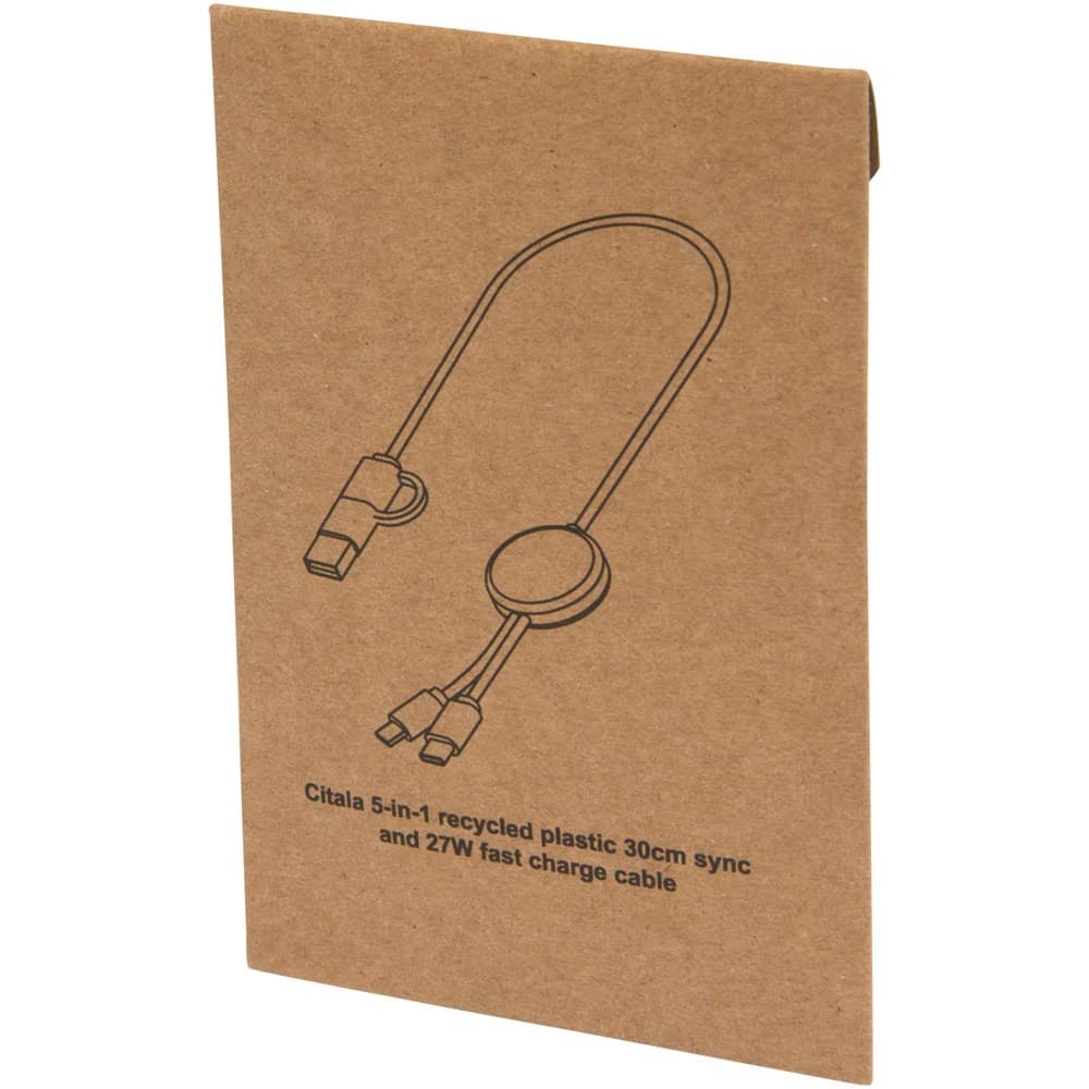 Citala 5-in-1 30 cm datasynchronisatie- en 27 W snellaadkabel van gerecycled plastic