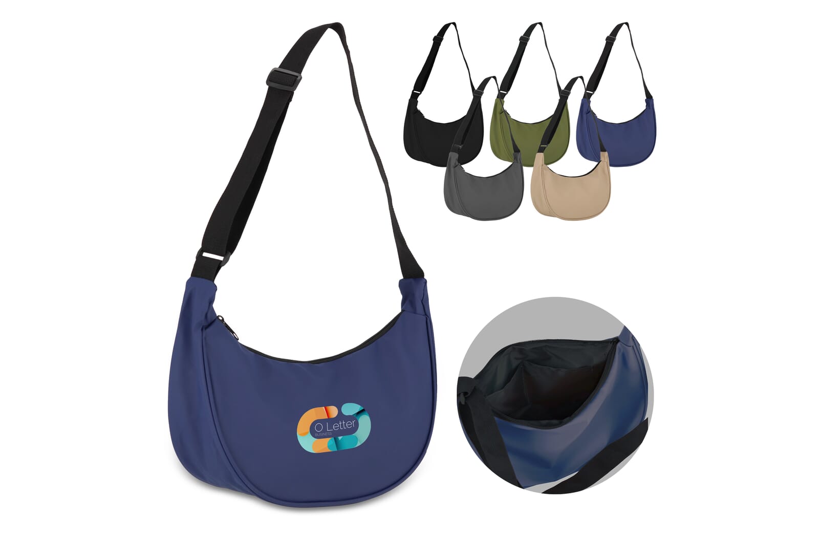 PU-gecoat R-PET 600D halve maan sling tas Grijs