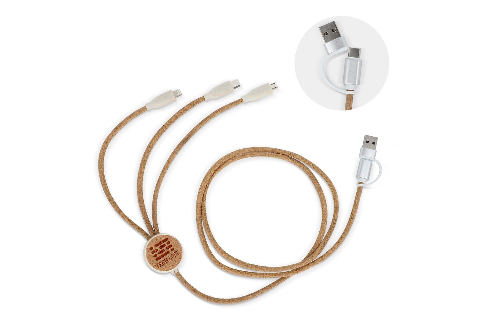 Kurk 3 in 1 PD Oplaadkabel / Datakabel  Natuur