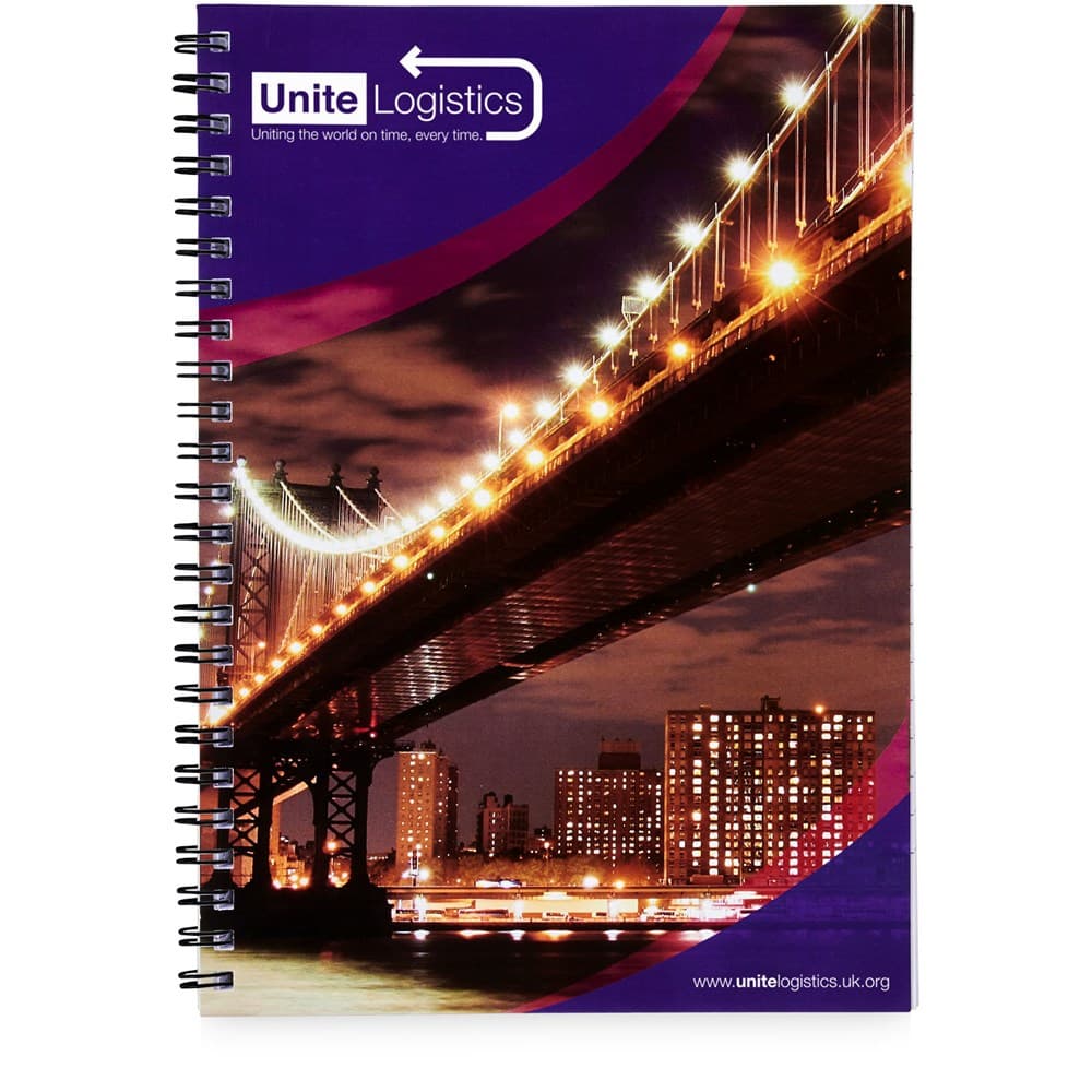 Desk-Mate® A4 spiraal notitieboek met bedrukte achterste omslag