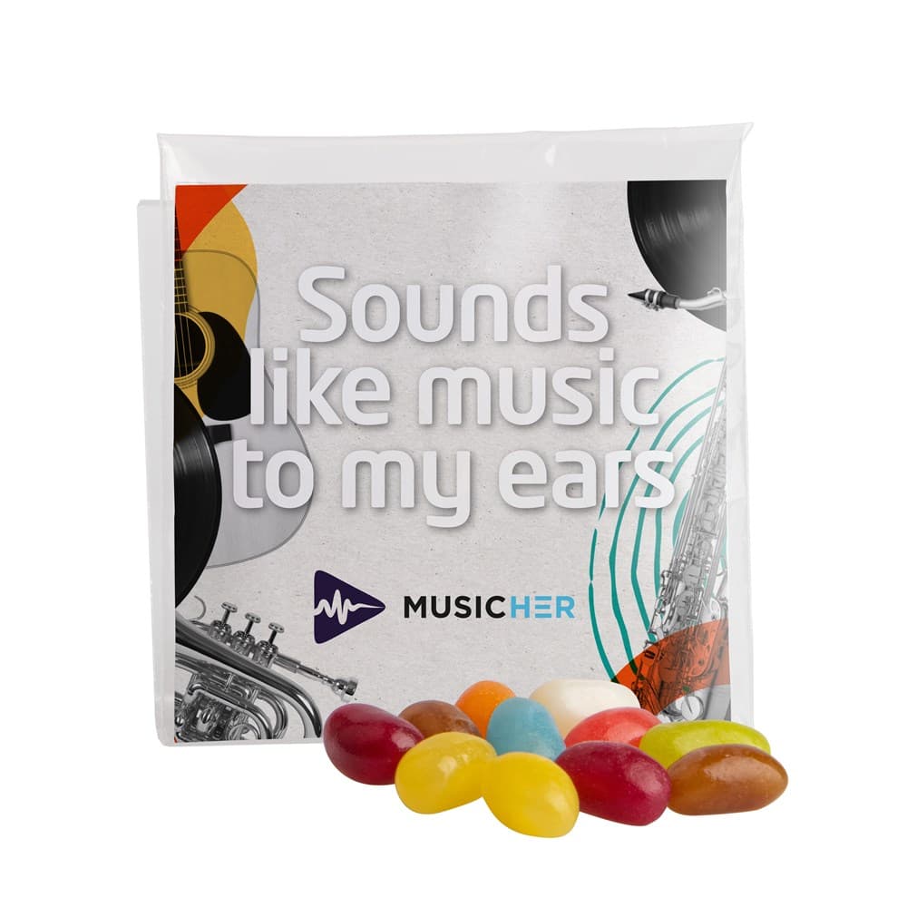 Transparant gevuld zakje snoep