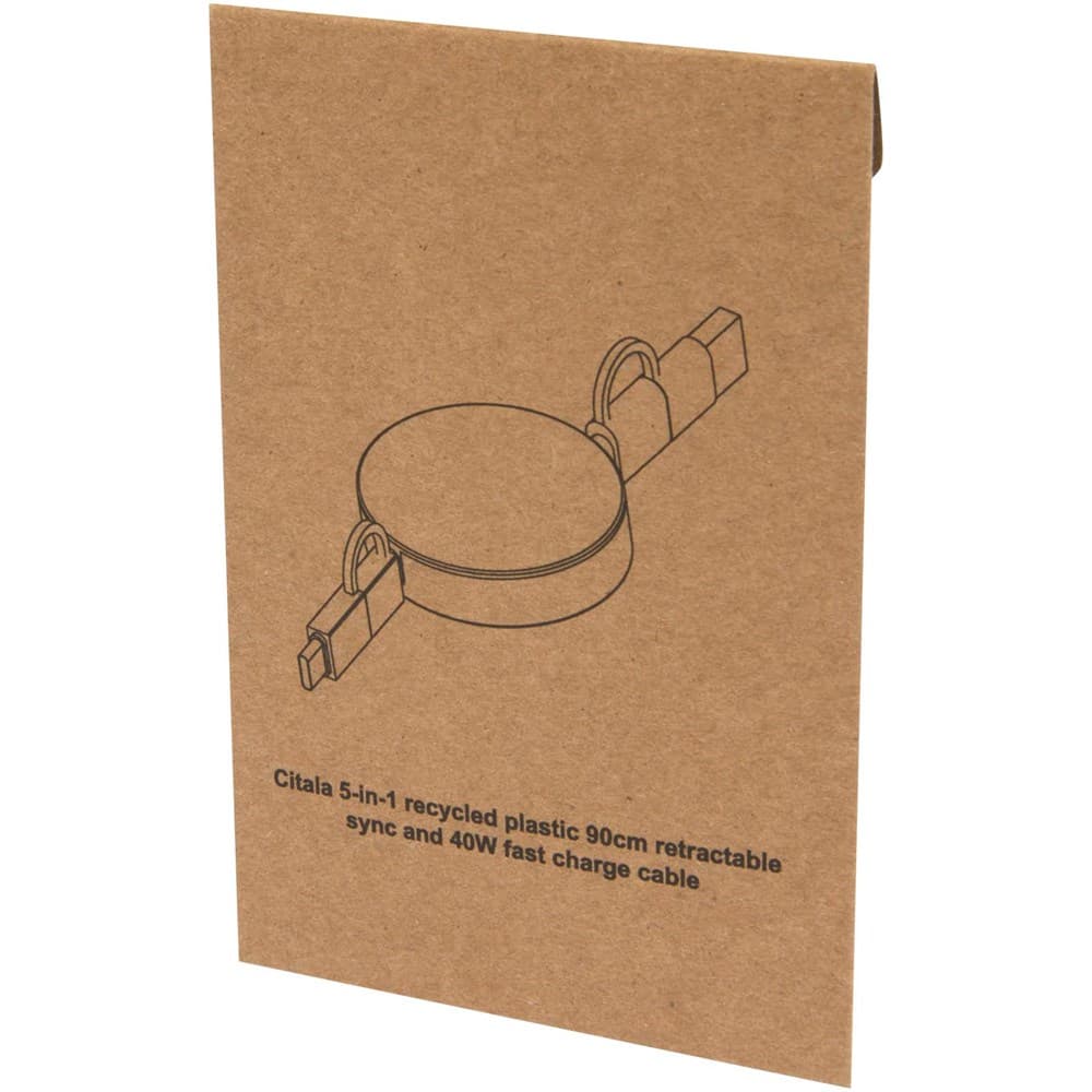 Citala 5-in-1 90 cm intrekbare datasynchronisatie- en 40 W snellaadkabel van gerecycled plastic