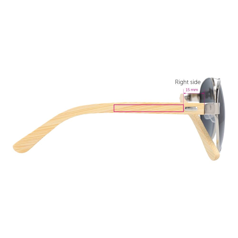 Aviator zonnebril met bamboe poten Natuur