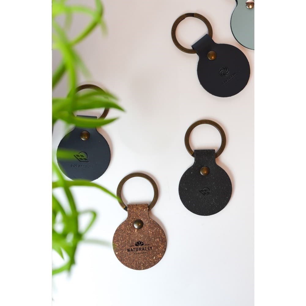 Recycled Leather Keyring Round sleutelhanger