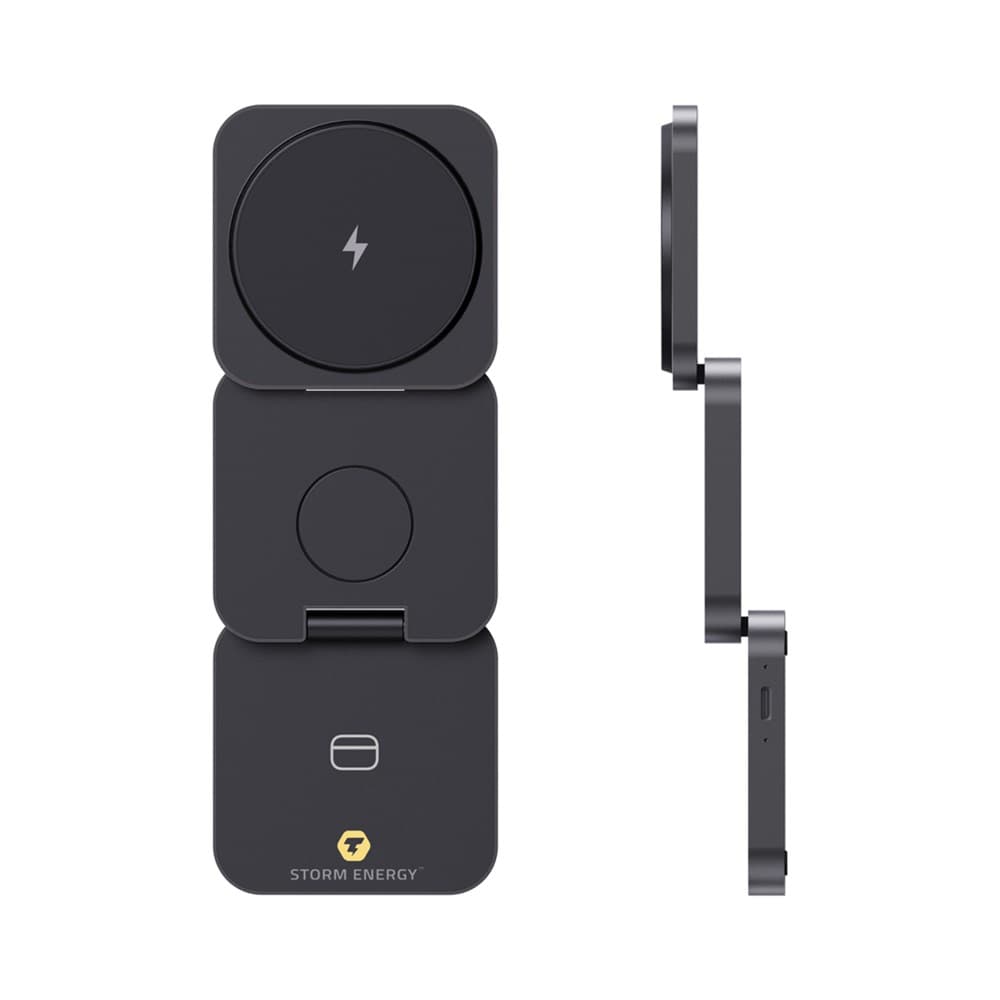 Terra RCS gerecycled aluminium opvouwbare 3 in 1 15W oplader