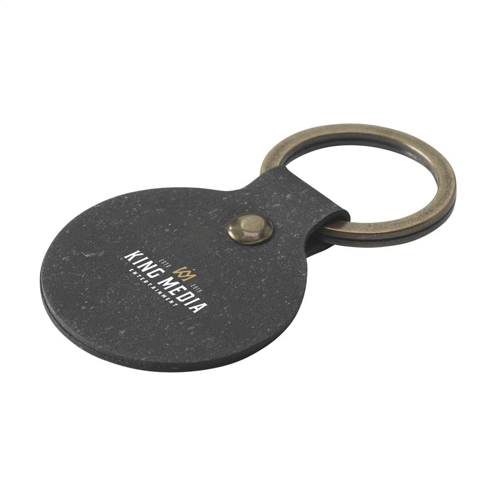 Recycled Leather Keyring Round sleutelhanger