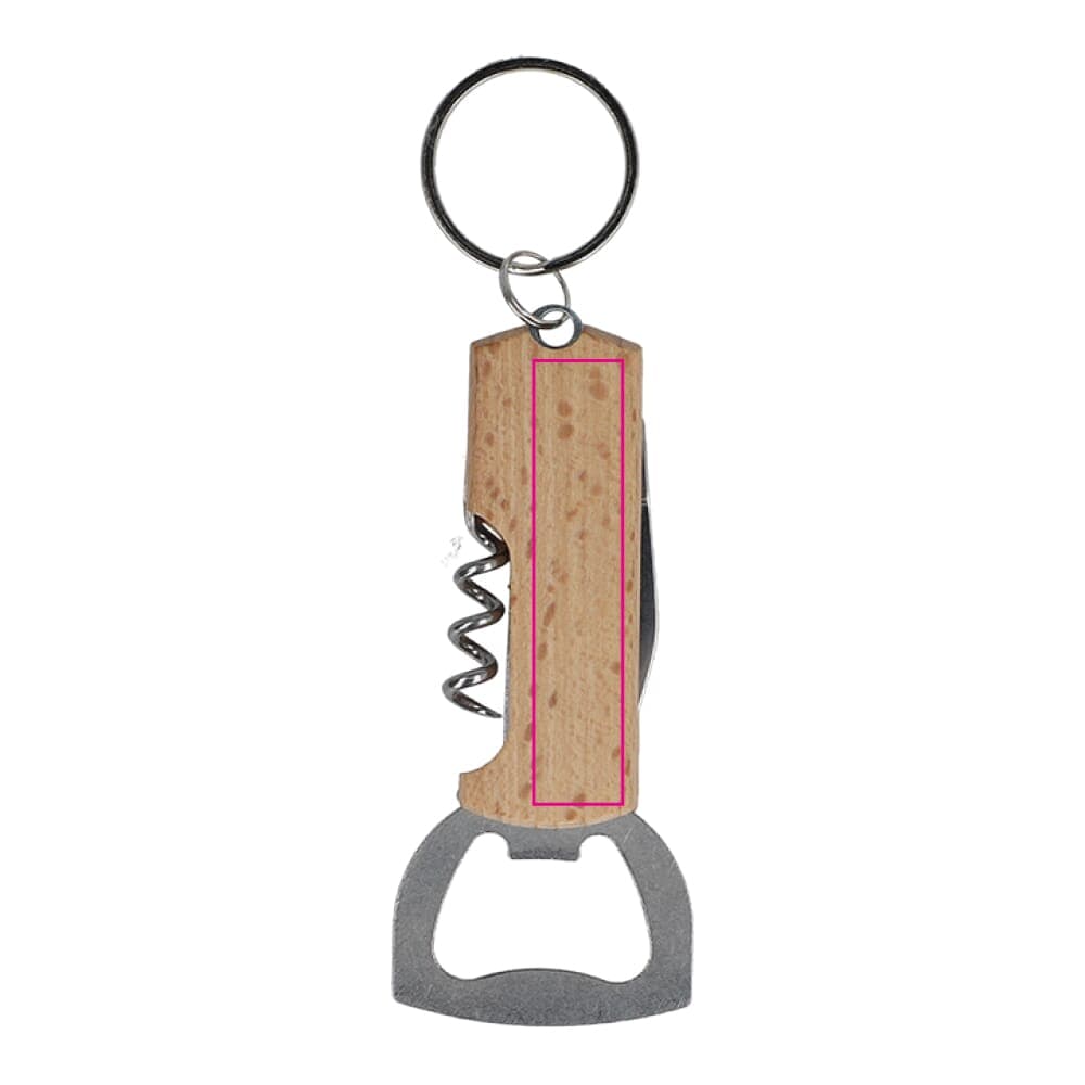 Bamboe wijn &amp; flesopener sleutelhanger Natuur