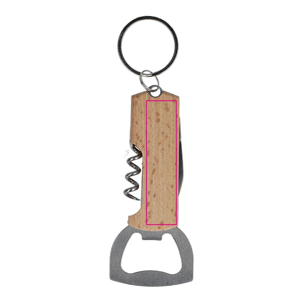 Bamboe wijn &amp; flesopener sleutelhanger Natuur