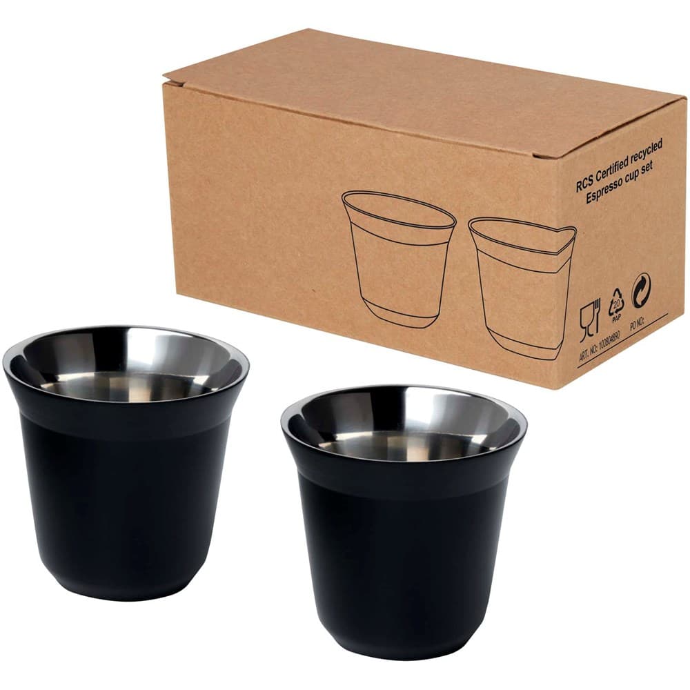 Duo 80 ml RCS gecertificeerde roestvrijstalen espressokopjesset