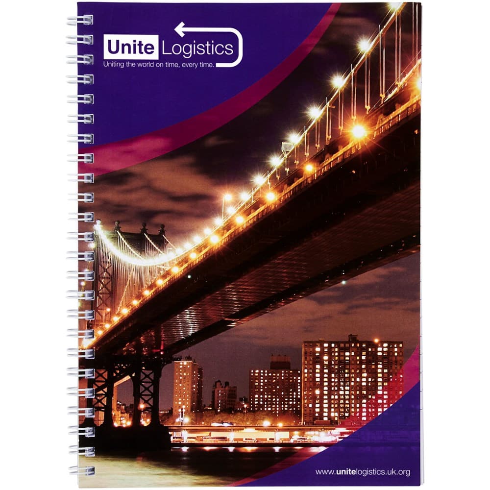 Desk-Mate® A4 spiraal notitieboek met bedrukte achterste omslag