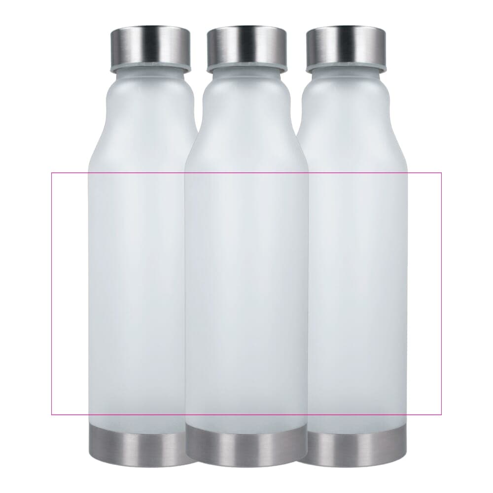 R-PET fles mat 600ml Ecru / Blauw