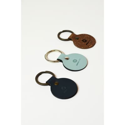 Recycled Leather Keyring Round sleutelhanger