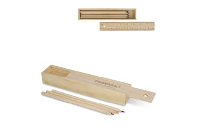 Kleurpotloden in houten schuifdoos Natuur