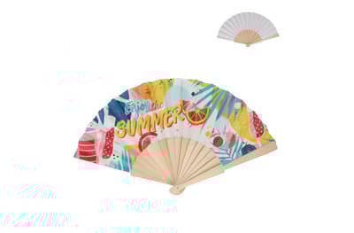 Waaier hout &amp; R-PET Wit/transparant