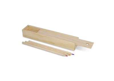 Kleurpotloden in houten schuifdoos Natuur